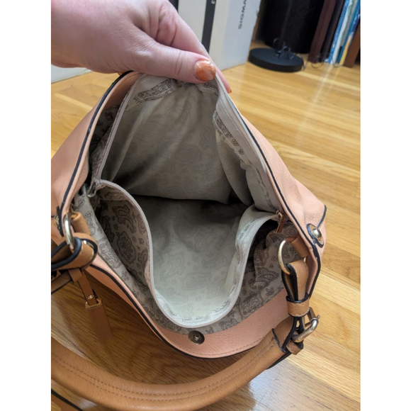 Simply Noelle Colorblock Hobo Bag Pink Tan NWT - Picture 10 of 13